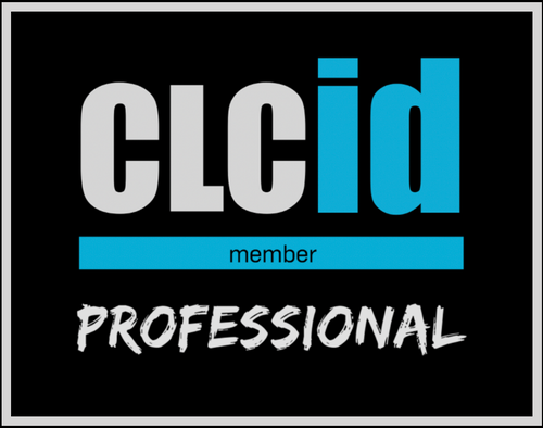 CLCid member professional badge on a black background